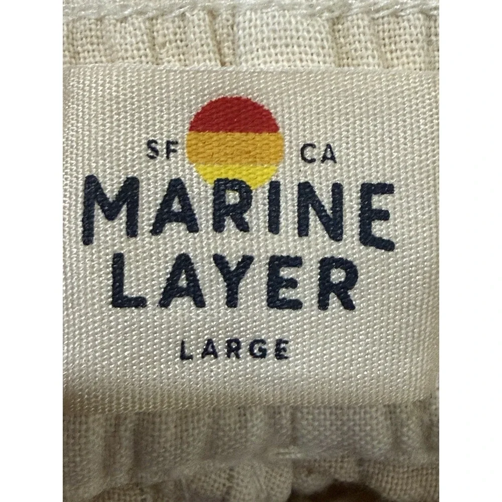 Marine Layer Saturday Beach Short Men L  Sand Tan Summer Chino Cotton Drawstring